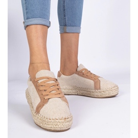 Ruskeat naisten pitsi -opp espadrilles 1