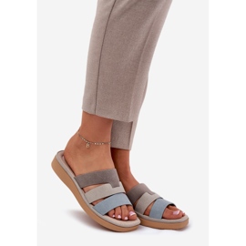 Mukavat beige-siniset naisten tossut 1