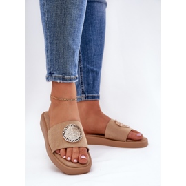 Naisten tossut, joilla on kultainen sisustus beige 2