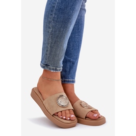 Naisten tossut, joilla on kultainen sisustus beige 1