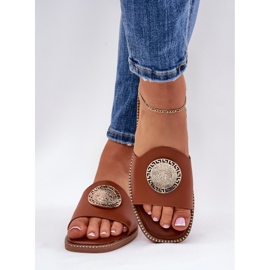 Eco Leather Flat -Pested Flip Flops kanssa kamelin sisustus ruskea 1