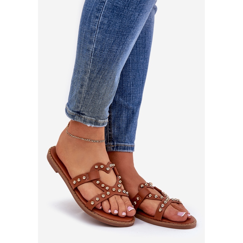 Sisustettu litteä kamelin naisten läppä ruskea 1