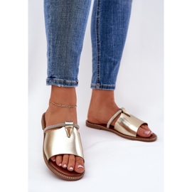 Eco Leather Flat korkokengät koristeellisella kultahihnalla kultainen 2