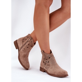 Naisten avoimet saappaat Beige Zipper S.Barski HY42-081 2