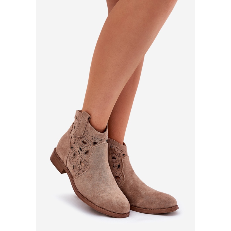 Naisten avoimet saappaat Beige Zipper S.Barski HY42-081 1