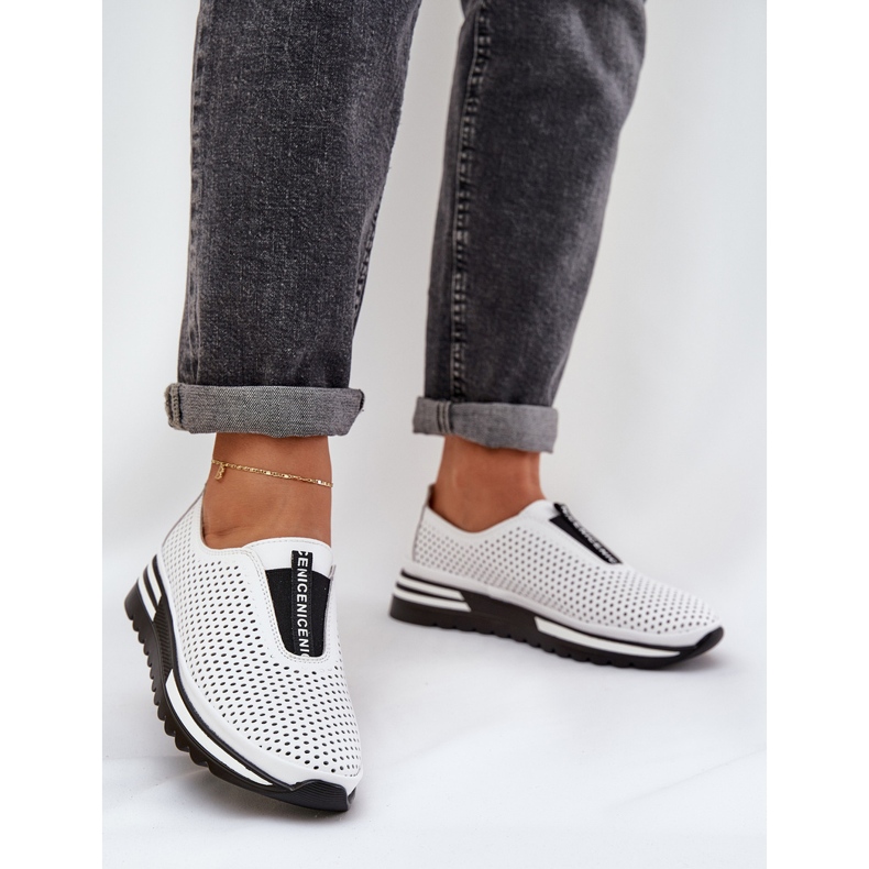 S.Barski Laitetut naisten kengät, jotka on valmistettu luonnollisesta nahasta S. Barski LR51-672 valkoinen 2