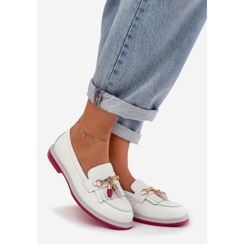 Nahka tyylikäs litteä kantama S.Barski LR51-768 Valkoinen 1