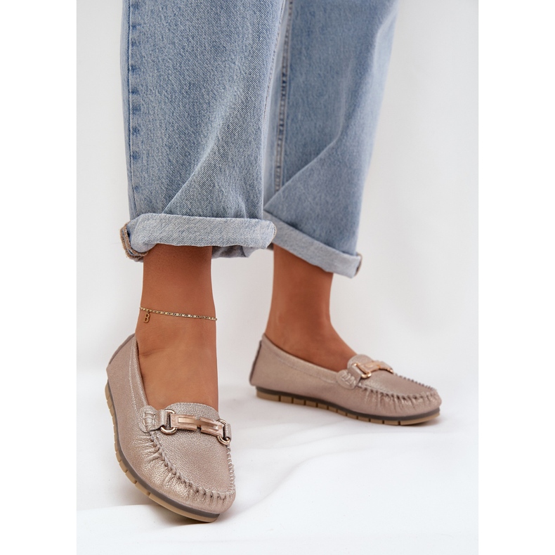 S.Barski Glitter litteä leipät, jotka on valmistettu luonnon nahasta D &amp; A LR51-546 zloty kultainen 2