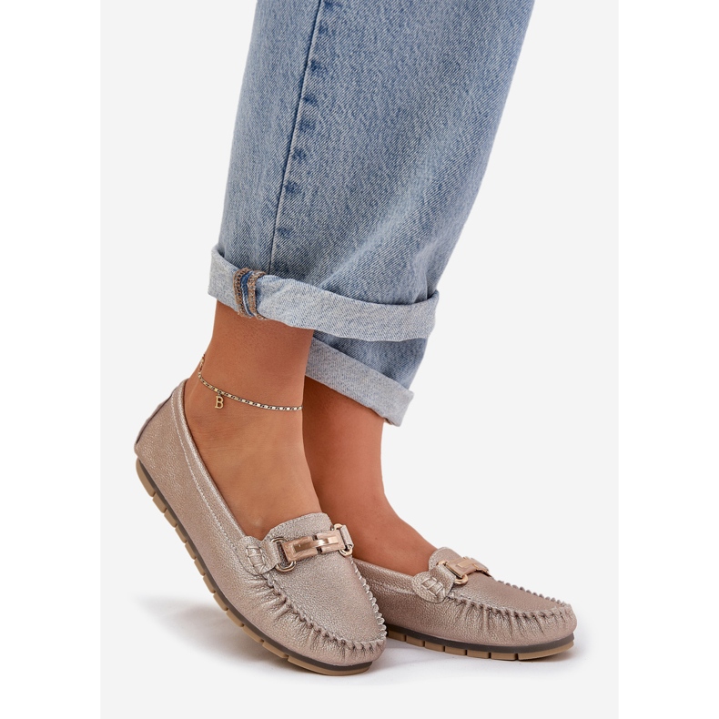 S.Barski Glitter litteä leipät, jotka on valmistettu luonnon nahasta D &amp; A LR51-546 zloty kultainen 1