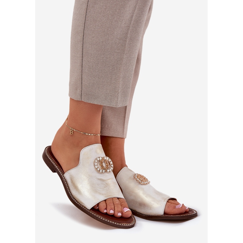 Tyylikkät nahkaiset naisten läpimurit zazoo 3008 zloty, pyyhitty kultainen 1