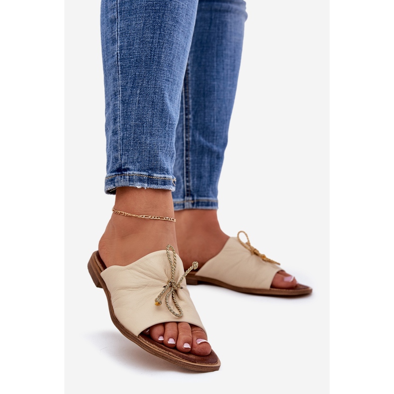 Zazoo 2659 Naisten nahkatohvelit beige 1