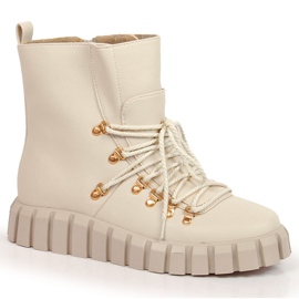 Lämpimät naisten alustasaappaat, beige Potocki WOL108B 1