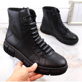 Mukavat naisten eristetty musta alustasaappaat Rieker X3428-00 1