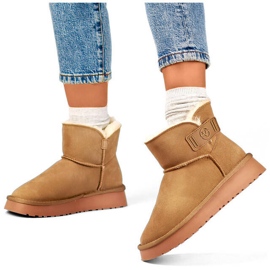 Naisten mokkanahkaiset lumisaappaat, beige 25-97951BE 1