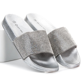 Queen Vivi Tossut kristalleilla harmaa 1