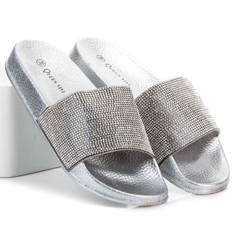 Queen Vivi Tossut kristalleilla harmaa 1