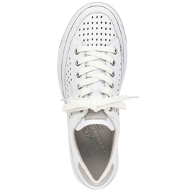 Nahkaiset mukavat naisten harjakattoiset urheilukengät, valkoinen, Rieker L8849-80 1