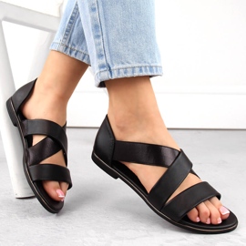 Naisten joustavat sandaalit kuminauhalla, musta Jezzi 3882 2