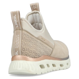 Naisten mukavat, korkeavartiset, beige-slip-on kengät Rieker M6053-62 1