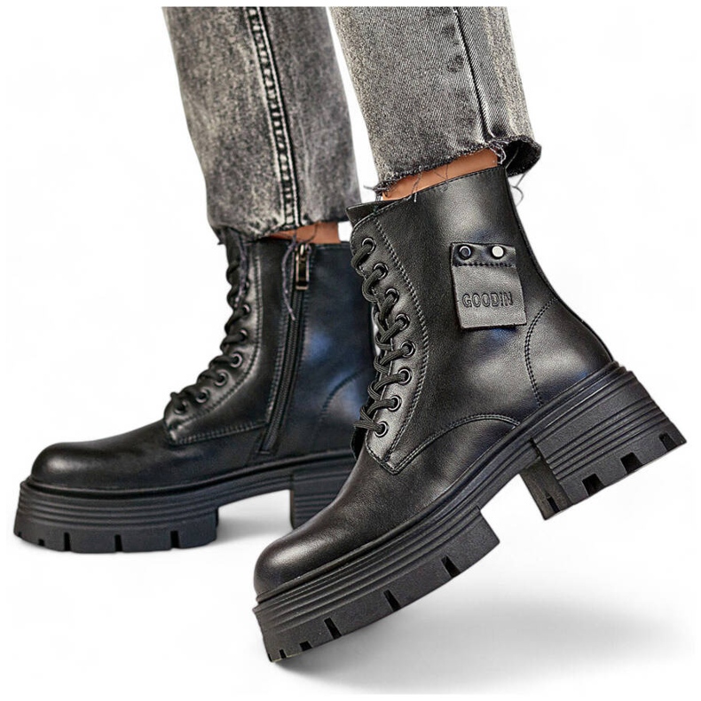 Naisten nahkatyöläiset alustalla, musta GD-TL56B 1