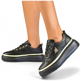 Naisten nahkaiset urheilukengät alustalla, musta GD-XF120C-B 1