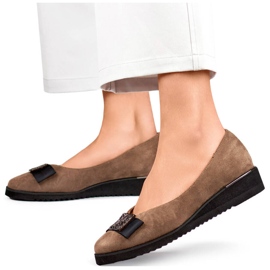 Naisten mokkanahkaiset kiilakengät taupe-koristeella GD-FL766T beige 1