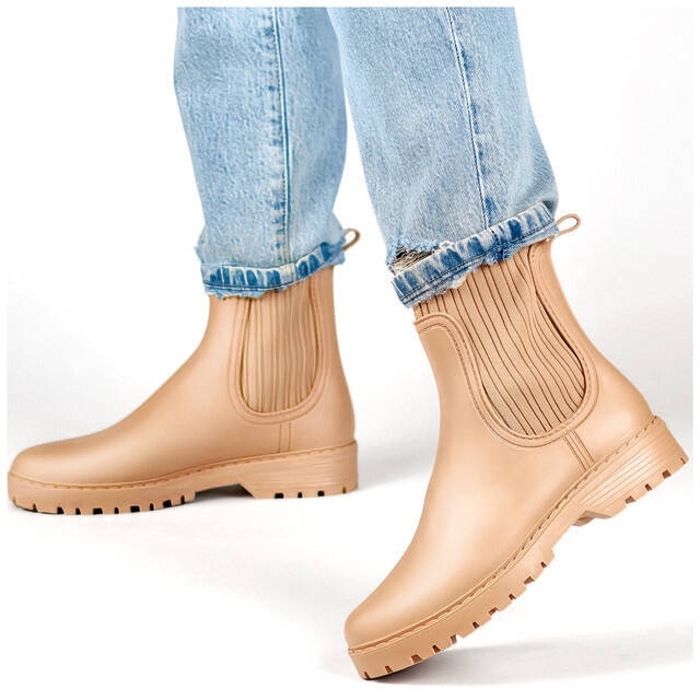 Naisten Chelsea-saappaat, joissa joustava päällinen ja sukka, beige S27BE 1