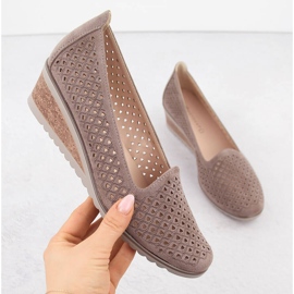 Mokkanahka naisten harjakattoiset kiilakengät, ruskea, Potocki SZ12306 1