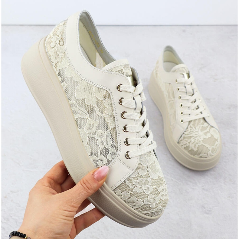 Kengät beige-pitsi-alustalla S.Barski Hy51-059 1