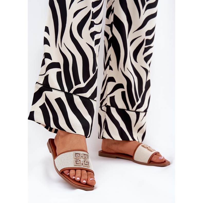 Tyylikkäät naisten läppä, jossa on kamelin litteä koriste ruskea 2