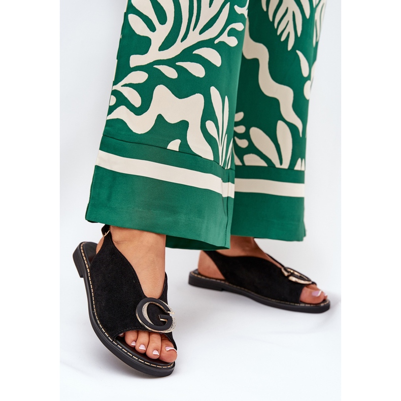 Litteät sandaalit, joissa on musta sisustus 2