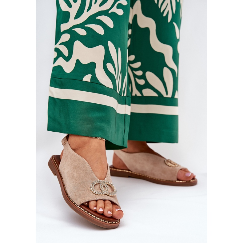 Naisten sandaalit, joissa on litteä ekologinen beige ralisses 2