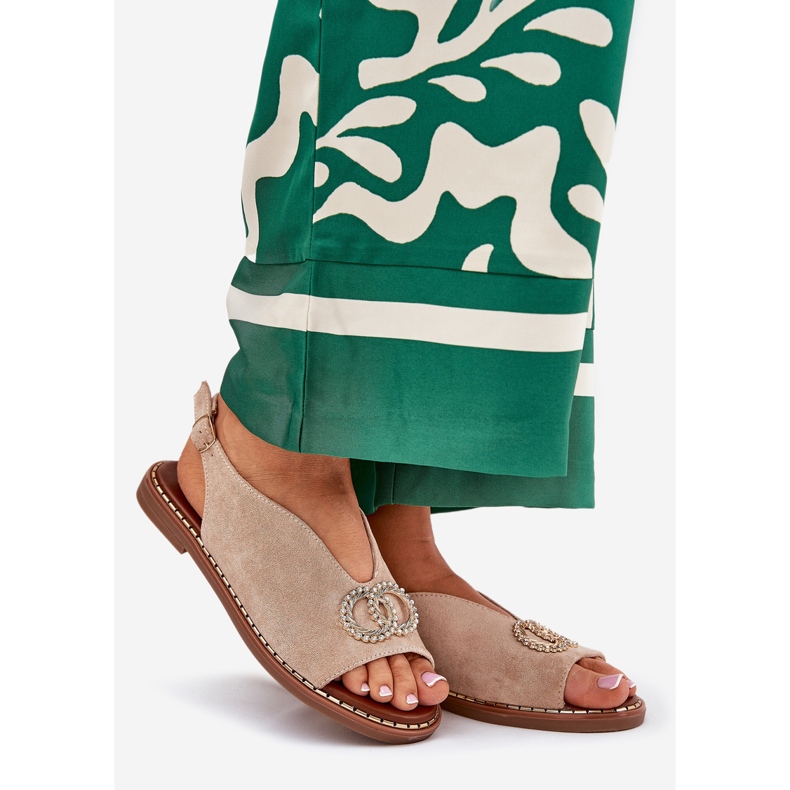 Naisten sandaalit, joissa on litteä ekologinen beige ralisses 1