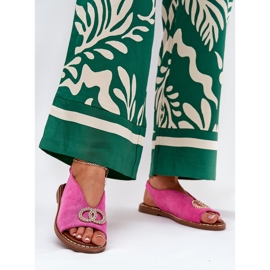 Naisten sandaalit, joissa on tasainen ekologinen vaaleanpunainen 2