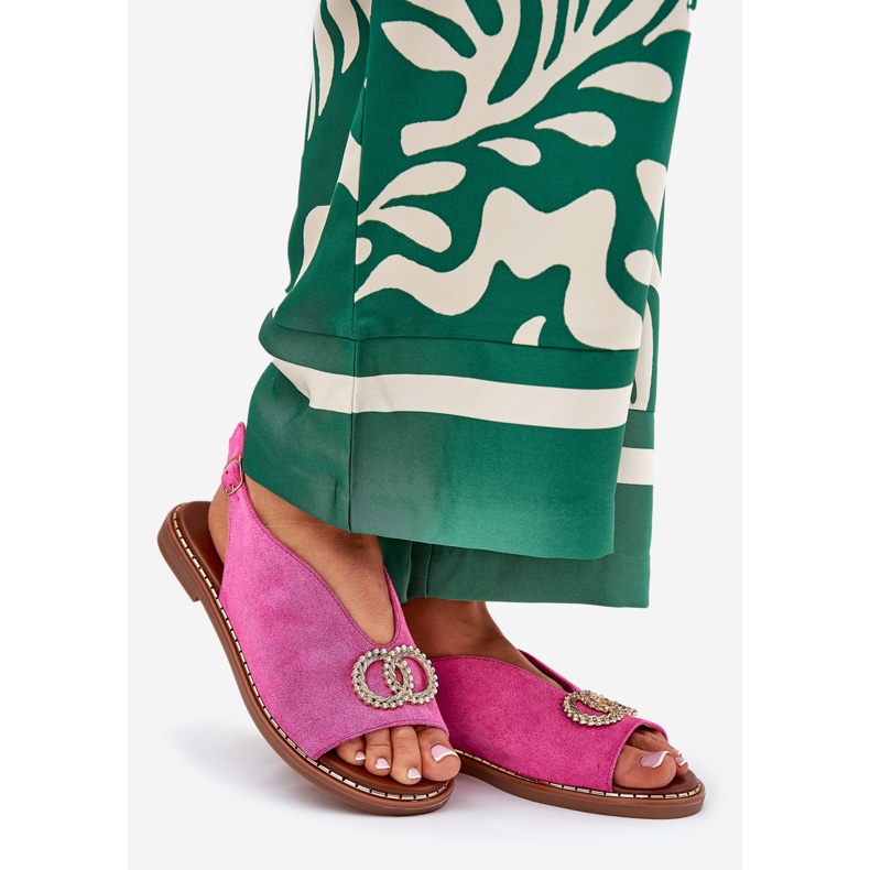 Naisten sandaalit, joissa on tasainen ekologinen vaaleanpunainen 1