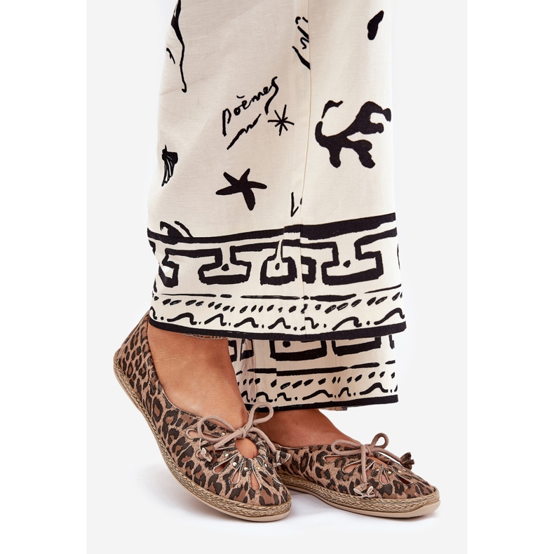 Zazoo Luonnon nahkaleopardin painosta valmistettu litteät balleriinit 10179 ruskea 1