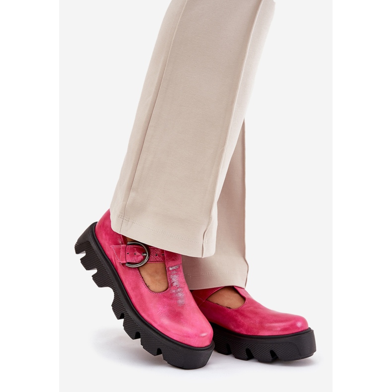 Maalattu nahkakengät Zazoo -solki 20183 Fuksia vaaleanpunainen 1
