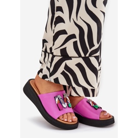 Vinceza Naisten nahkainen flip flops fuksia -koristeella vaaleanpunainen 1