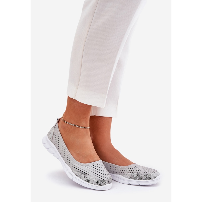 Nahkainen avoimuus Vinceza Ballerinas 95323 Harmaa 1