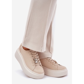 Naisten nahkaurheilukengät laiturilla Vinceza 39922 beige 1