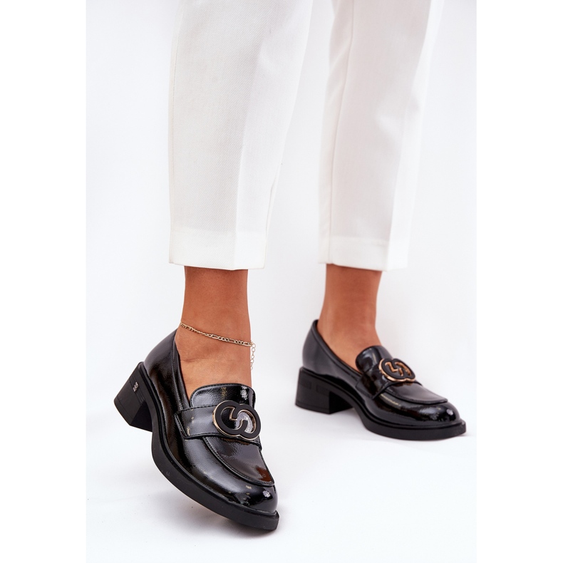 Maalattu nahka korkean korotetut leipät Vinceza 18102 Musta 1