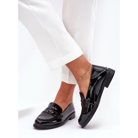 Tyylikkäät lakatut naisten leveydet, jotka on valmistettu luonnollisesta Vinceza -nahasta 18100 mustasta 2