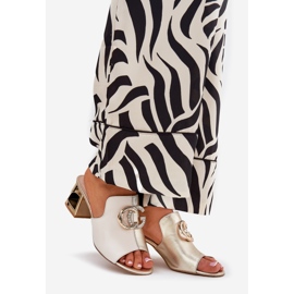 Tyylikäs nahkakorko Laura Messi 2875 Beige-Gold 1