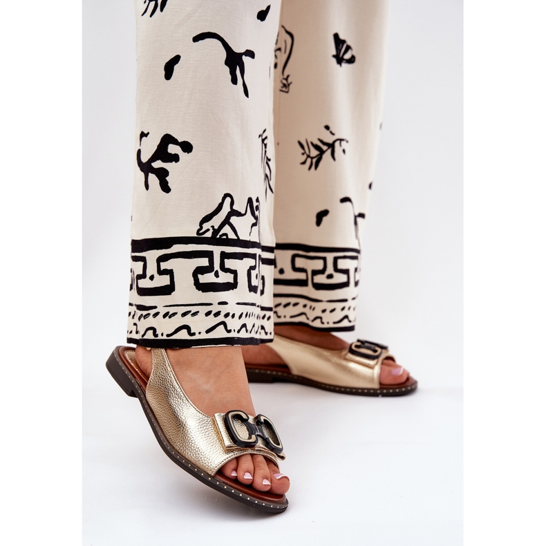 Jezzi Litteät sandaalit, joissa on ekologinen nahkakoriste kultainen 2