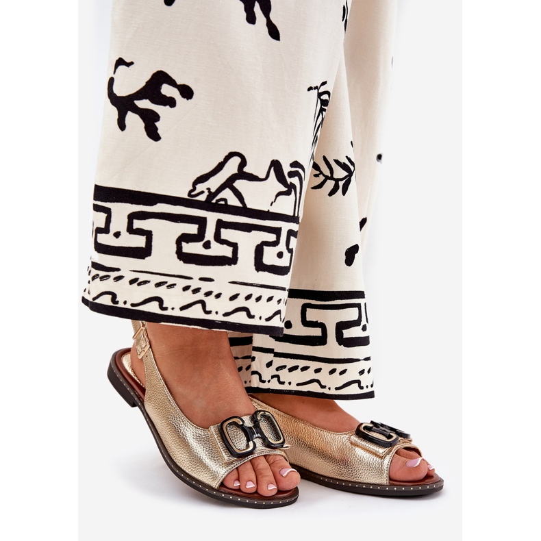 Jezzi Litteät sandaalit, joissa on ekologinen nahkakoriste kultainen 1