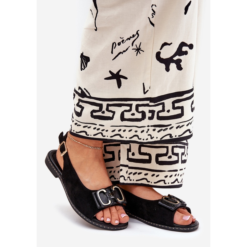 Jezzi Litteät sandaalit, joissa on sisustus Eco mokkanahka musta 1