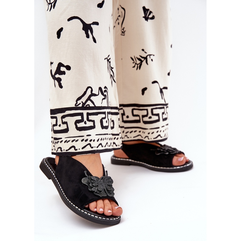 Jezzi Litteät naisten sandaalit, joilla on musta sisustus 2