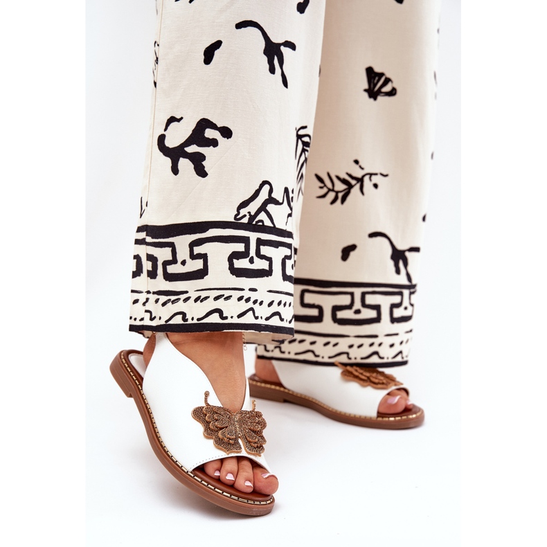 Jezzi Litteät naisten sandaalit, joissa on valkoinen sisustus 2