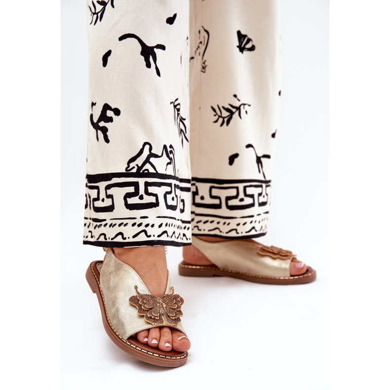 Jezzi Litteät naisten sandaalit, joissa on kultainen koriste 2