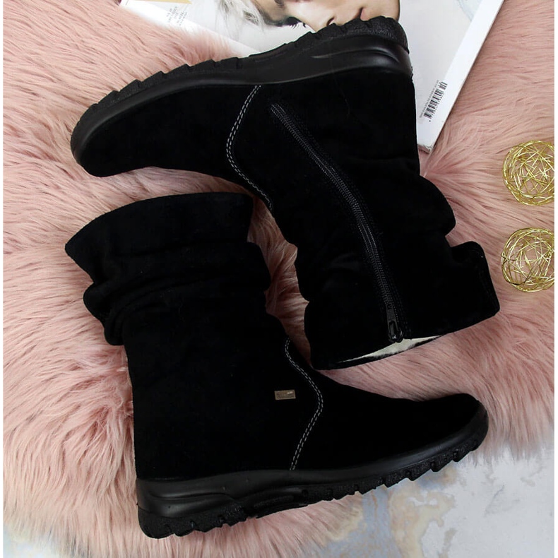 Naisten eristetyt nahkasaappaat RIEKER Z7171-01 musta 1